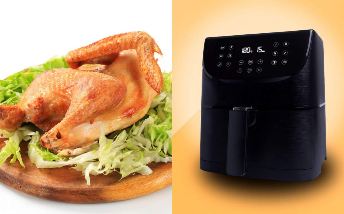 În cât timp pregătești un pui întreg la Air Fryer. Secretul să fie suculent și crocant