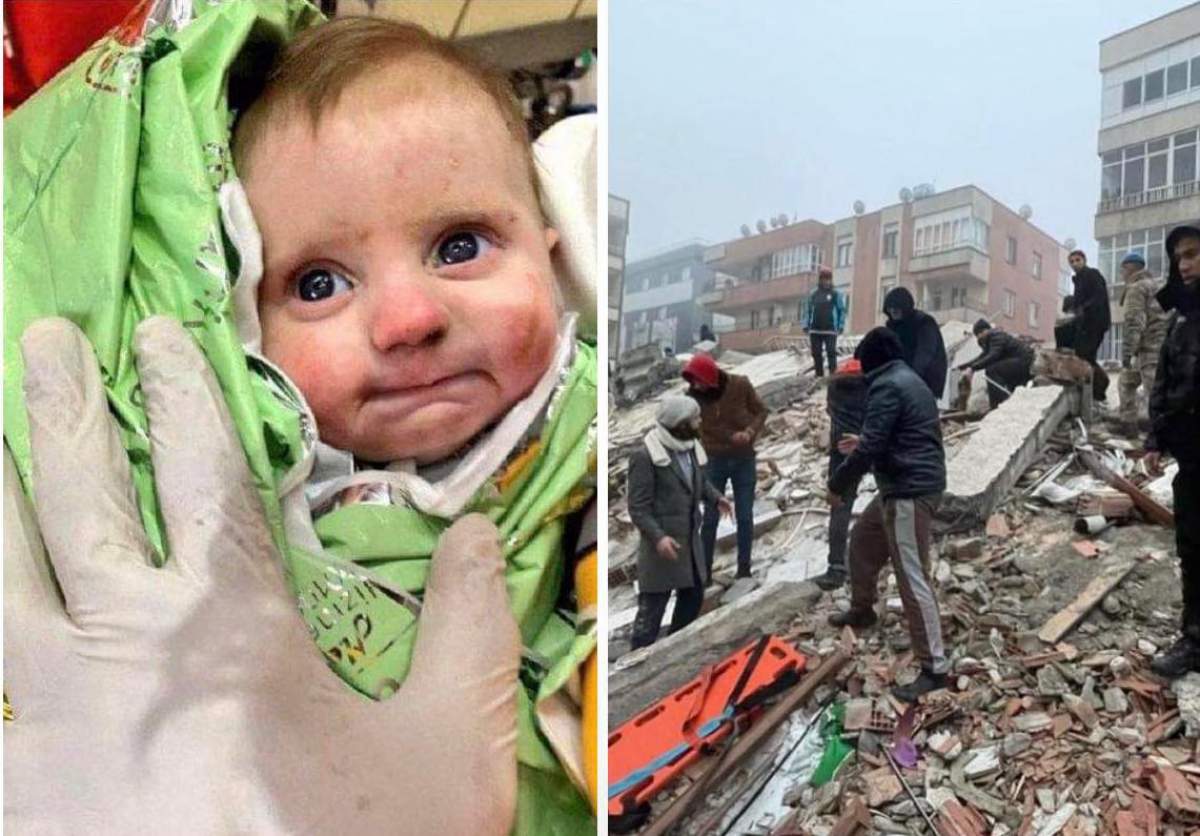 Un bebeluș a supraviețuit sub o clădire prăbușită din Turcia