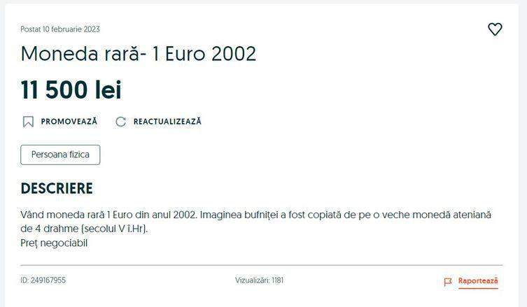 Moneda din 2002 care se vinde cu o avere pe OLX. Ce preț are în 2023 / FOTO