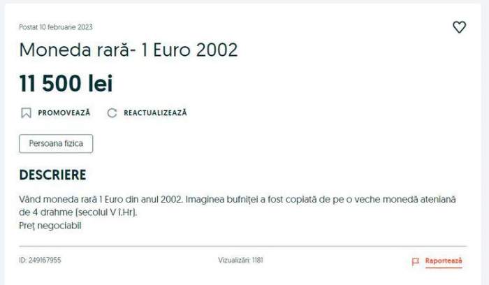 Moneda din 2002 care se vinde cu o avere pe OLX. Ce preț are în 2023 / FOTO