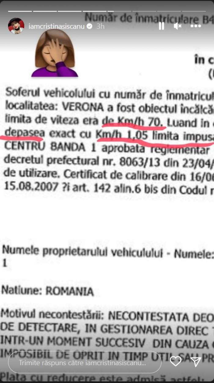 Cristina Șișcanu, revoltată, după ce soțul ei ar fi fost amendat pe nedrept, în Italia. Vedeta a povestit întâmplarea pe rețelele de socializare „Ce lege absurdă...”