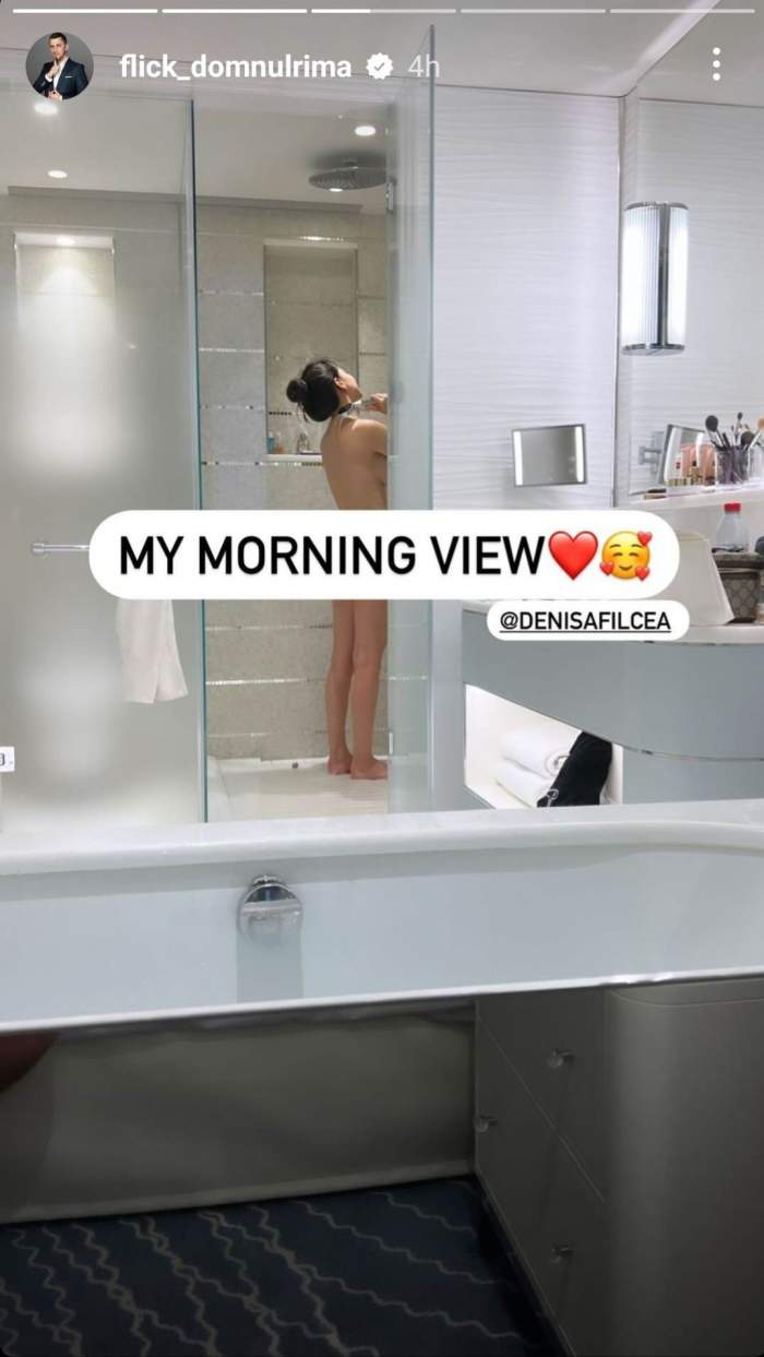 Flick a fotografiat-o pe Denisa Filcea dezbrăcată, sub duș! ”Priveliștea mea de dimineață” / FOTO