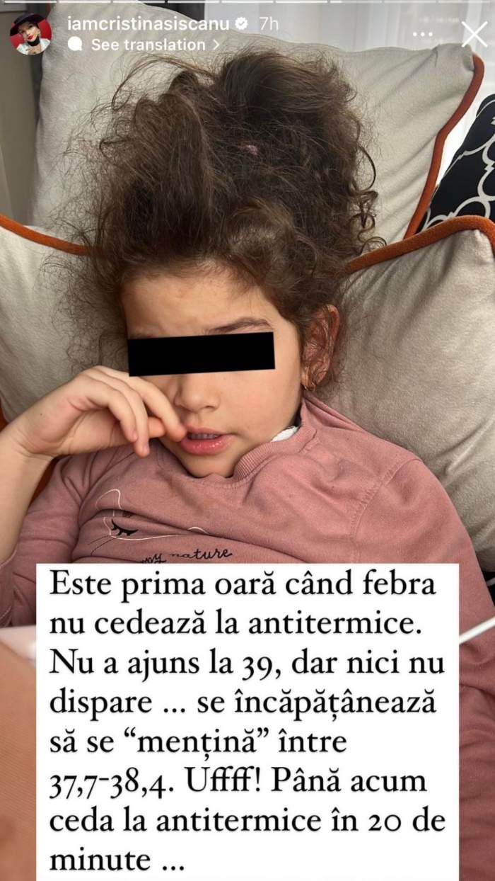 Fiica Cristinei Șișcanu se confruntă probleme de sănătate. Vedeta trece prin momente grele: „Este prima oară când...” / FOTO
