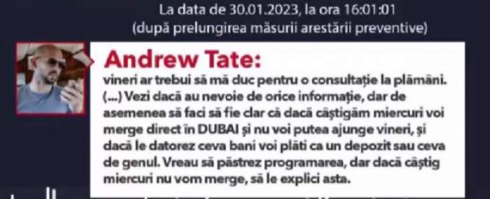 Stenogramele conversațiilor lui Andrew Tate din închisoare. Încercă să implice politicieni pentru salvarea de la pedeapsă: „Dacă ne va ajuta va fi răsplătit” / FOTO