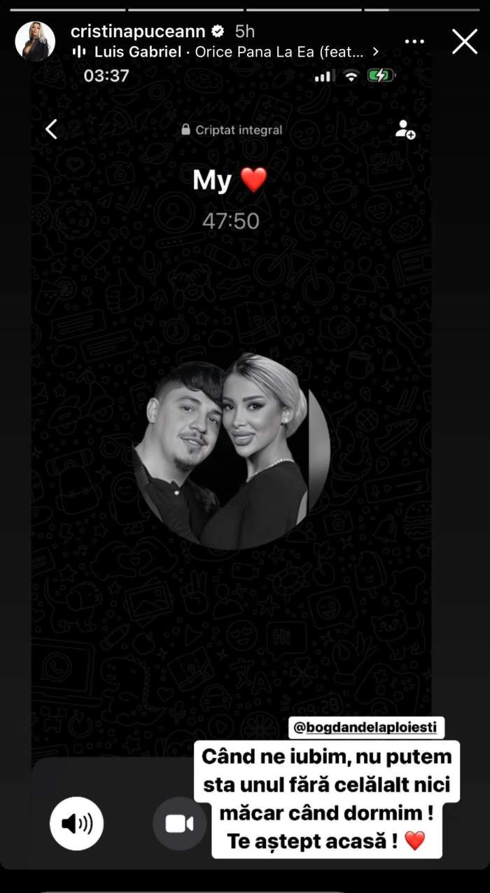 Bogdan de la Ploiești și Cristina Pucean, mai îndrăgostiți ca niciodată! Dovada că nu pot rezista unul fără celălalt: „Te aștept acasă” / FOTO