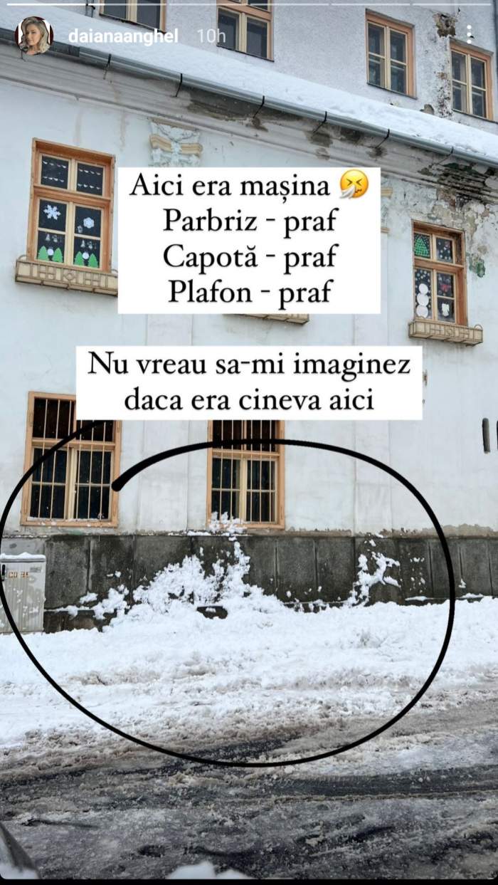 Momente de panică pentru Daiana Anghel. Bolidul fostei prezentatoare de știri a fost avariat, după ce zăpada a căzut de pe acoperiș: „Noroc că nu era soțul lângă mașină...”