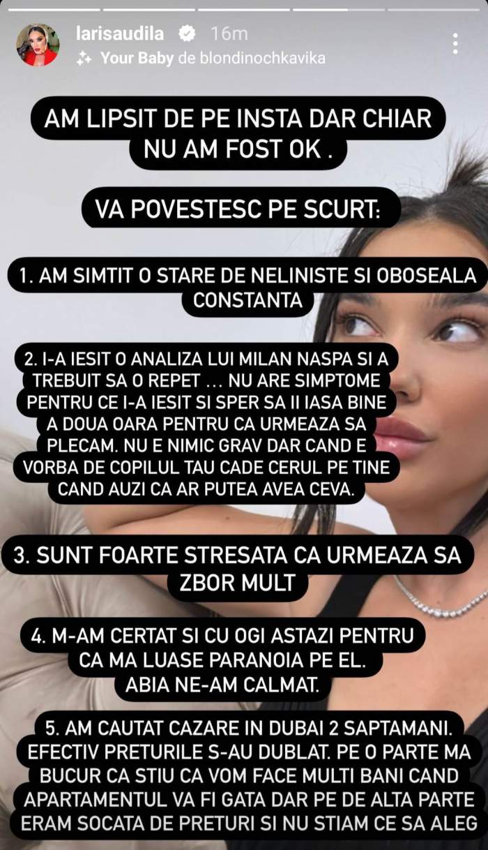 Larisa Udilă, probleme grave: „Nu am fost ok!” Vedeta și-a îngrijorat fanii de pe rețelele sociale / FOTO