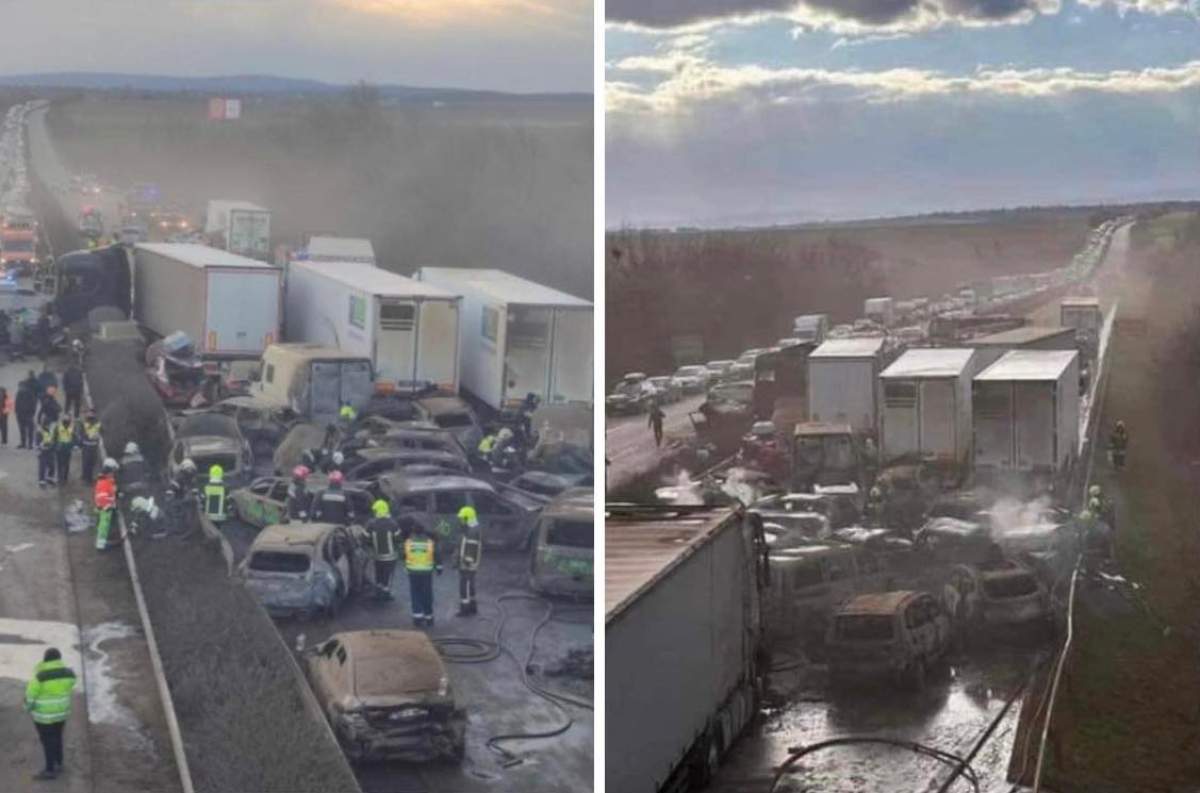 O furtună, cauza accidentului cu cinci camioane din Ungaria