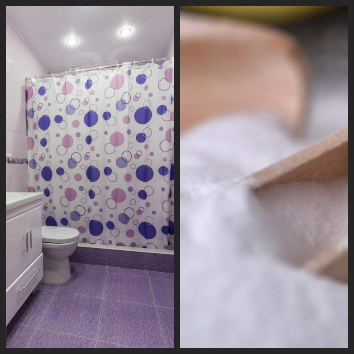 Curăță perdeaua de la duș cu bicarbonat de sodiu Truc util cu bicarbonat de sodiu