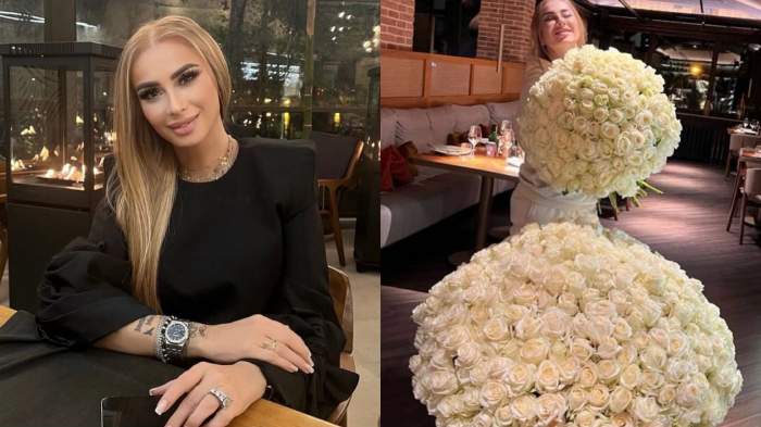 Anamaria Prodan, surprinsă cu buchete uriașe de trandafiri albi. Așa o răsfață iubitul pe impresară / FOTO