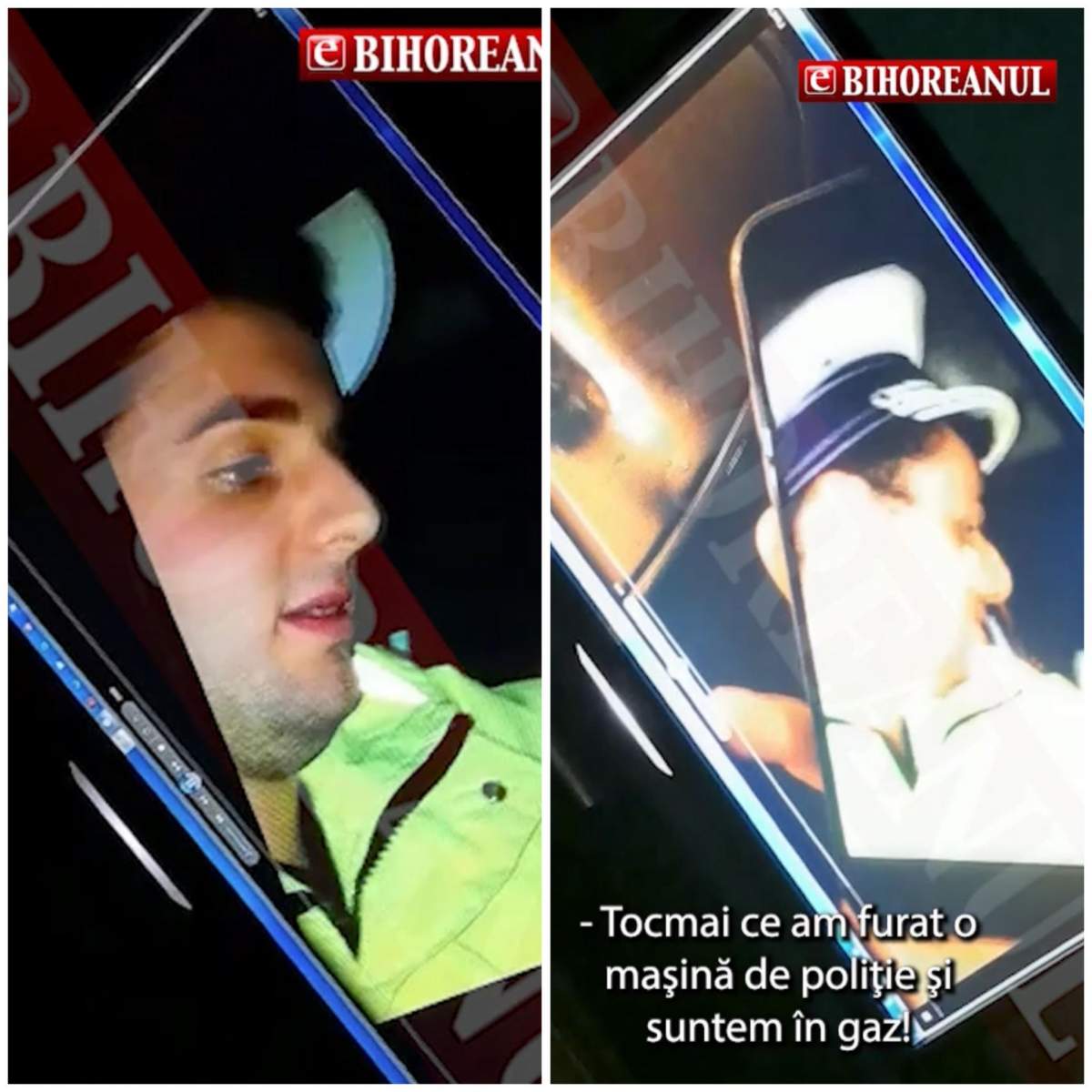 Victoraș Micula, la volanul mașinii de poliție