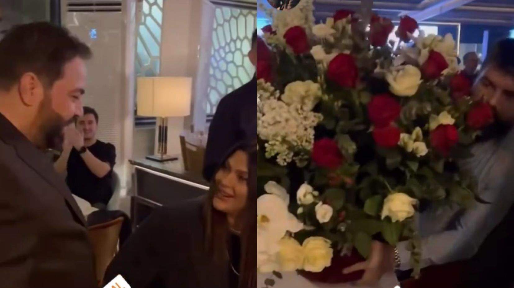 Florin Salam și-a surprins soția cu un buchet imens de trandafiri. Manelistul a scos din buzunar o sumă mare de bani pentru lăutari / FOTO