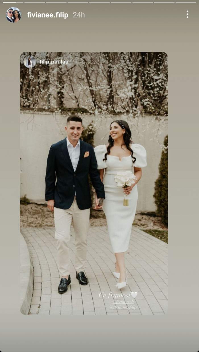 Soția lui Steliano Filip, Fiviane, este însărcinată? Cum s-a afișat partenera fotbalistului, în ziua în care s-au căsătorit / FOTO