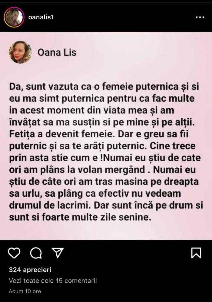 Oana Lis, mesaj emoționant: "Fetița a devenit femeie." Soția lui Viorel a vorbit despre momentele grele prin care a trecut / FOTO 
