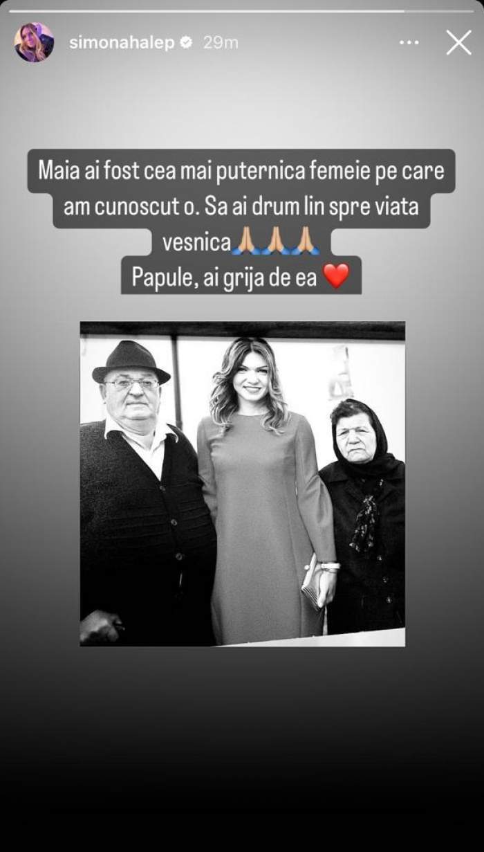 Simona Halep este în doliu! Celebra sportivă a pierdut una dintre cele mai apropiate persoane: ”Drum lin...” / FOTO
