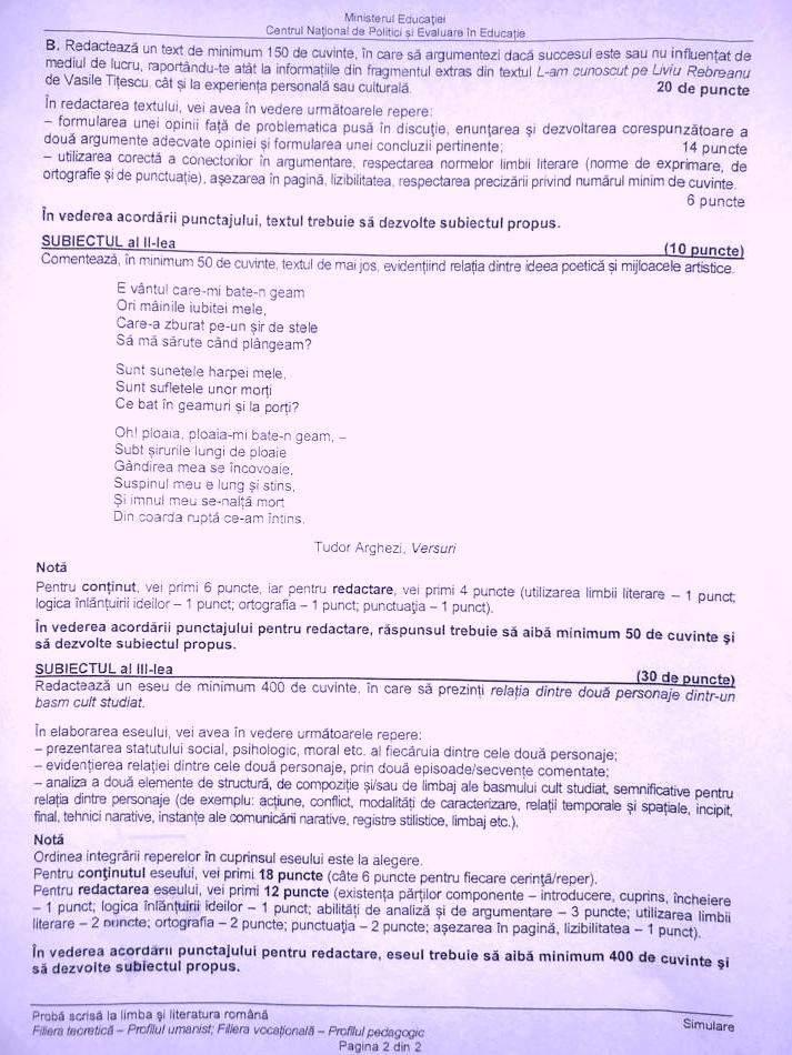 Simulare Bacalaureat 2023. Liceeni au susținut proba la Limba și Literatura Română. Ce subiecte au primit