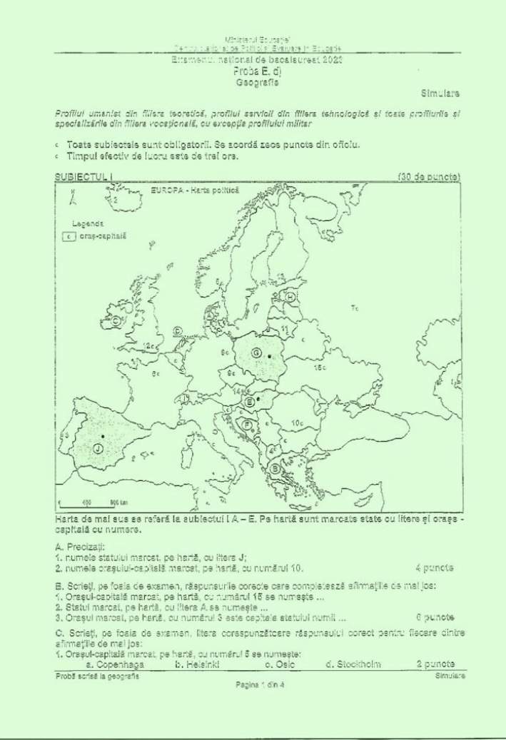 Simulare Bacalaureat 2023. Elevii au susținut proba la Geografie. Ce subiecte au primit