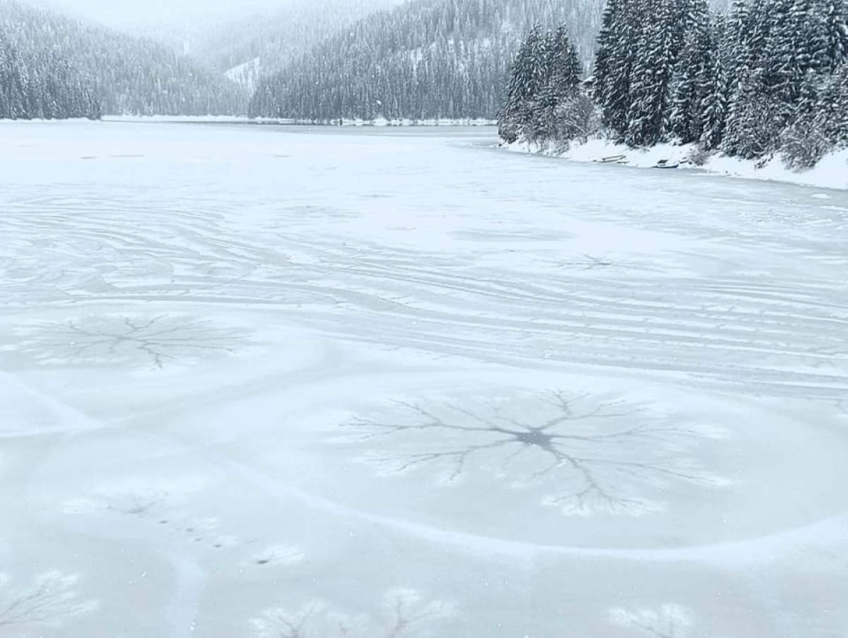 Fenomen rar apărut pe un lac înghețat din Munții Apuseni. Imaginile surprinse fac înconjurul internetului Fenomen rar apărut pe un lac înghețat din Munții Apuseni. Imaginile surprinse fac înconjurul internetului