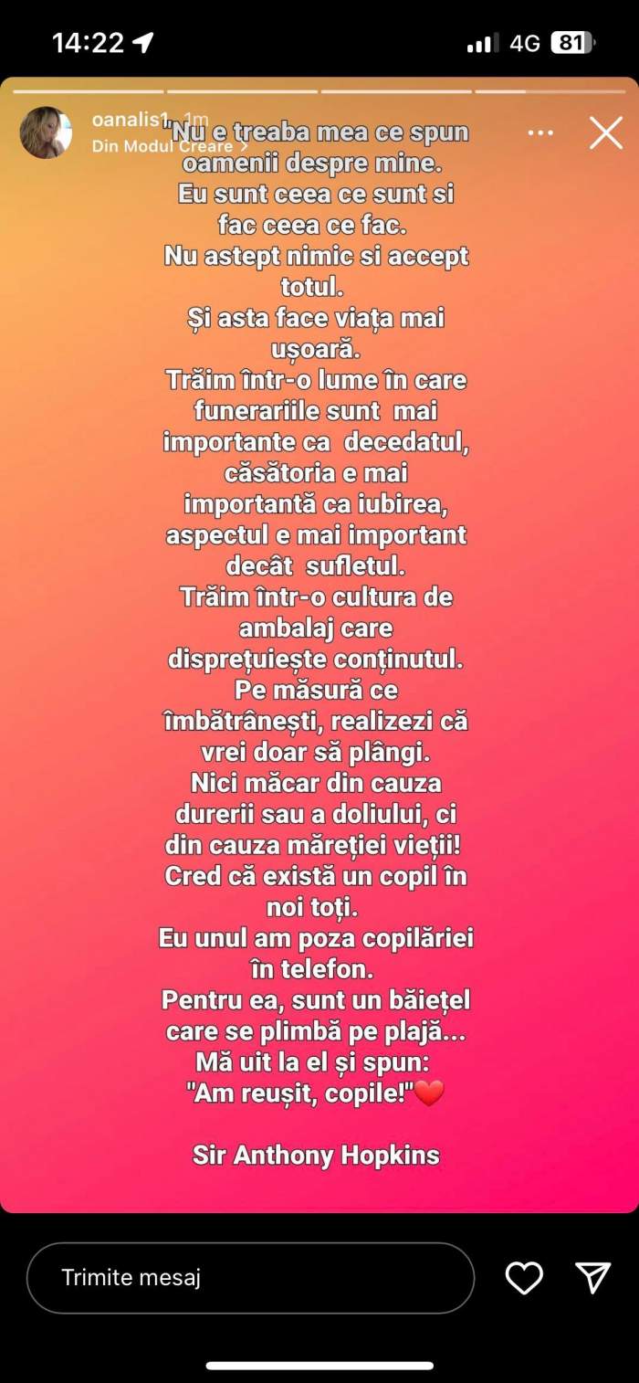 Oana Lis, mesaj emoționant după ce a a fost operată de o boală gravă: ”Pe măsură ce îmbătrânești, realizezi că vrei doar să plângi...” / FOTO