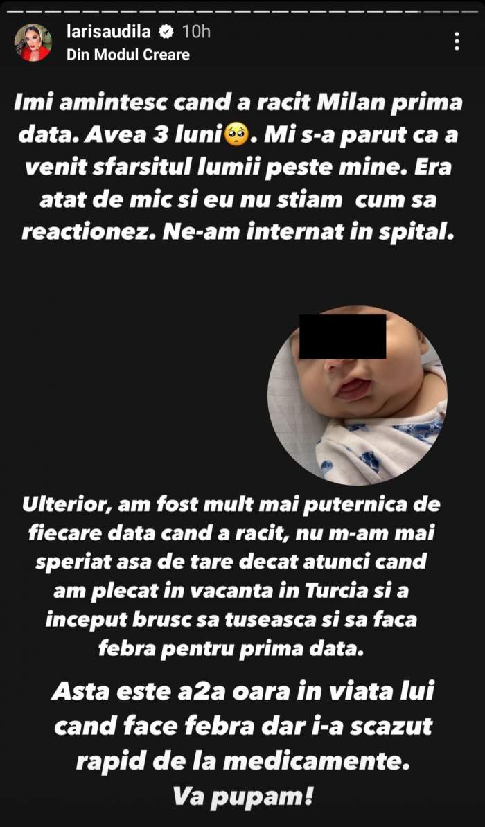 Larisa Udilă, noi detalii despre starea de sănătate a fiului ei. Cum se simte Milan, după ce a mers cu el la medic: „M-am panicat...”