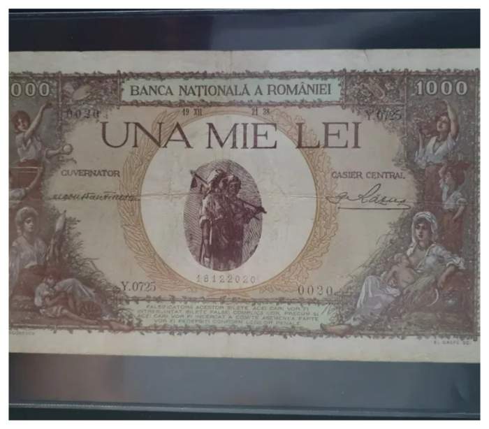 Cu cât se vinde o bancnota de 1000 de lei din 1938, pe OLX. Care este prețul ei în 2023