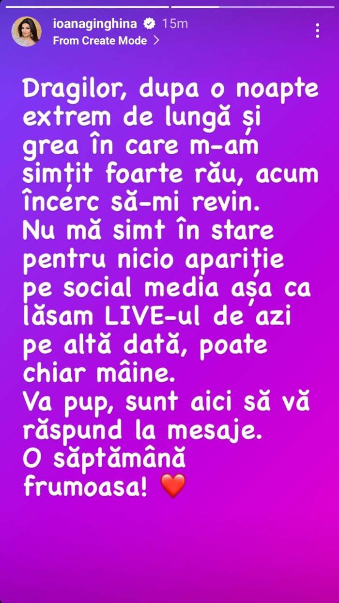 Ioana Ginghină se confruntă cu stări grave de sănătate. Actrița și-a anulat toate planurile: ”Nu mă simt în stare de nicio...” / FOTO