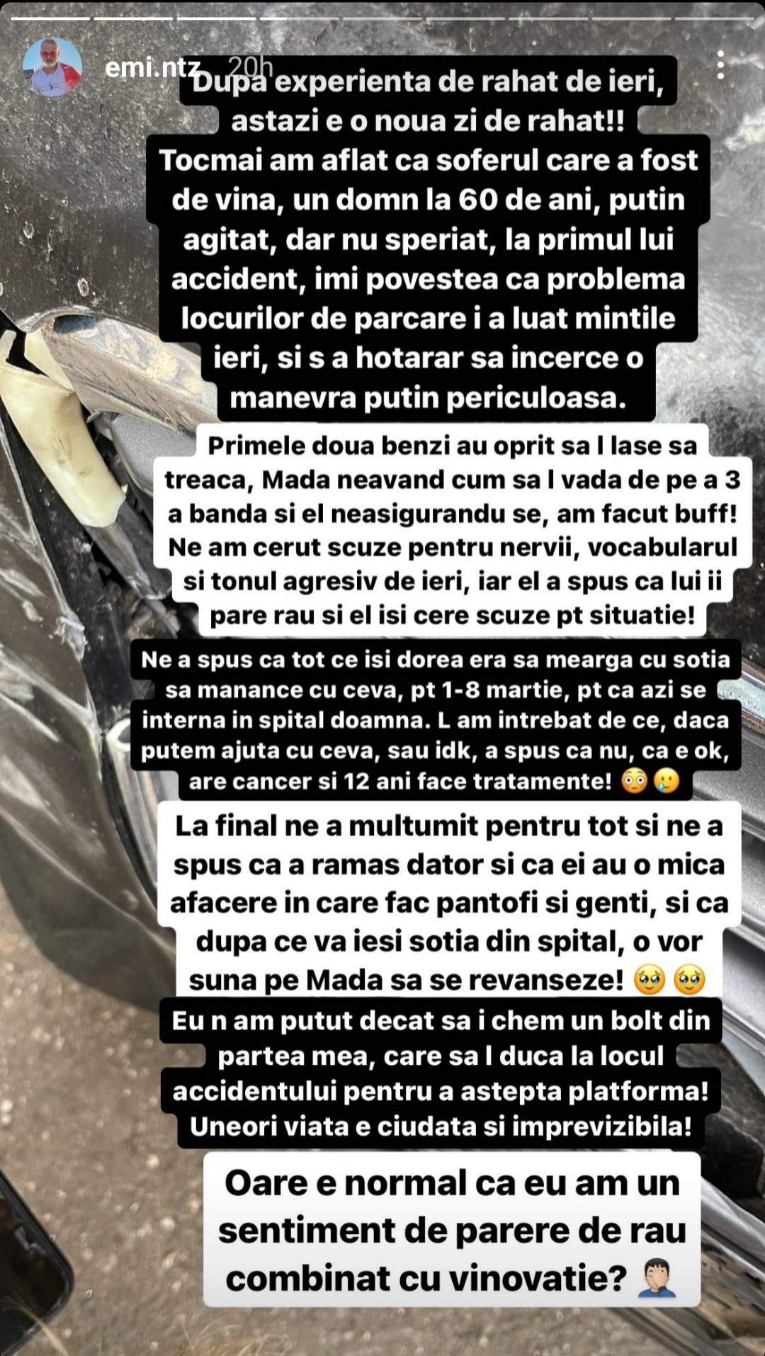 Emi de la Noaptea Târziu și logodnica lui, Mădălina, implicați într-un accident rutier. Cum s-a întâmplat totul: „Uneori viața e ciudată și imprevizibilă” / FOTO