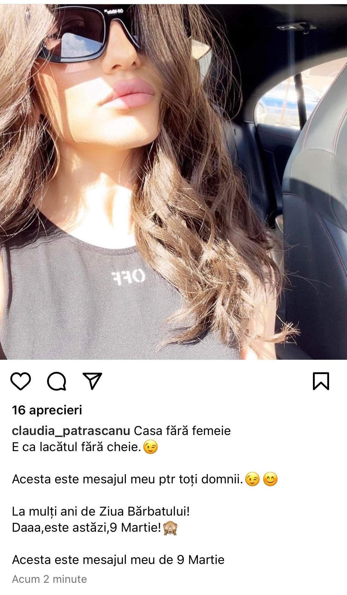 Claudia Pătrășcanu, mesaj pentru bărbați, de 9 martie. Ce observație a făcut artista: „Casa fără femeie...”