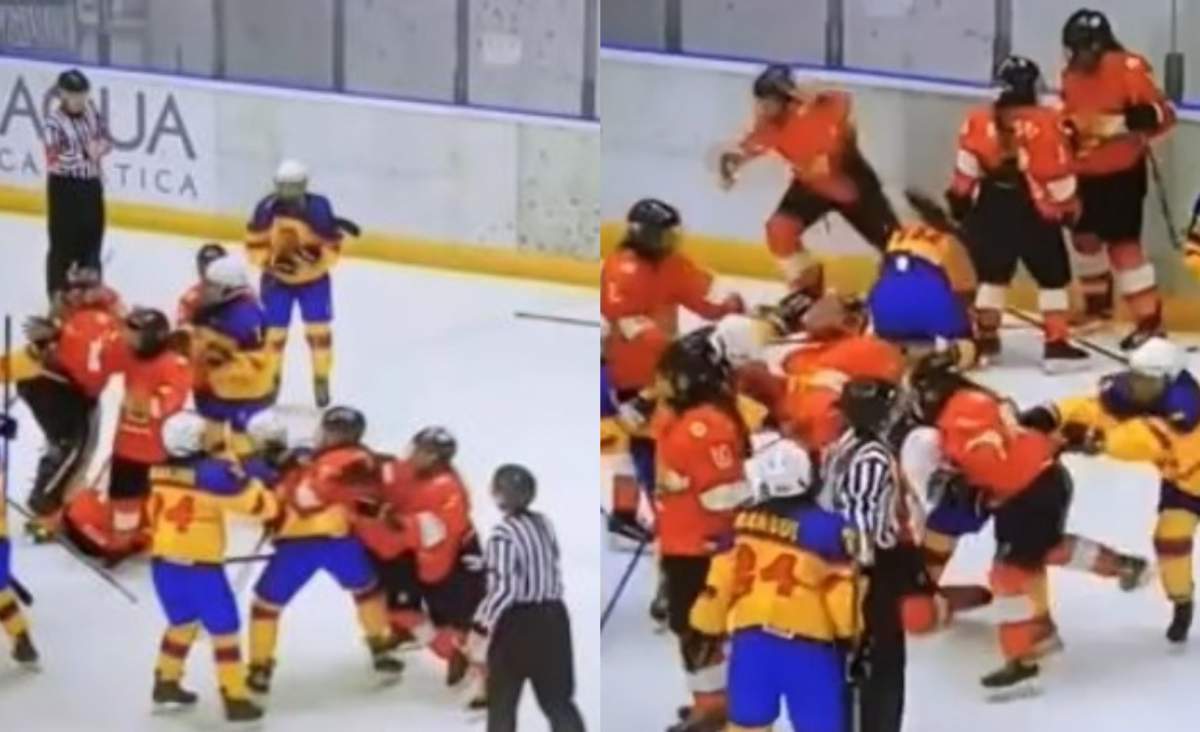 Imagini virale! Echipa feminină de hochei a României și cea a Bulgariei s-au luat la bătaie, pe teren / VIDEO