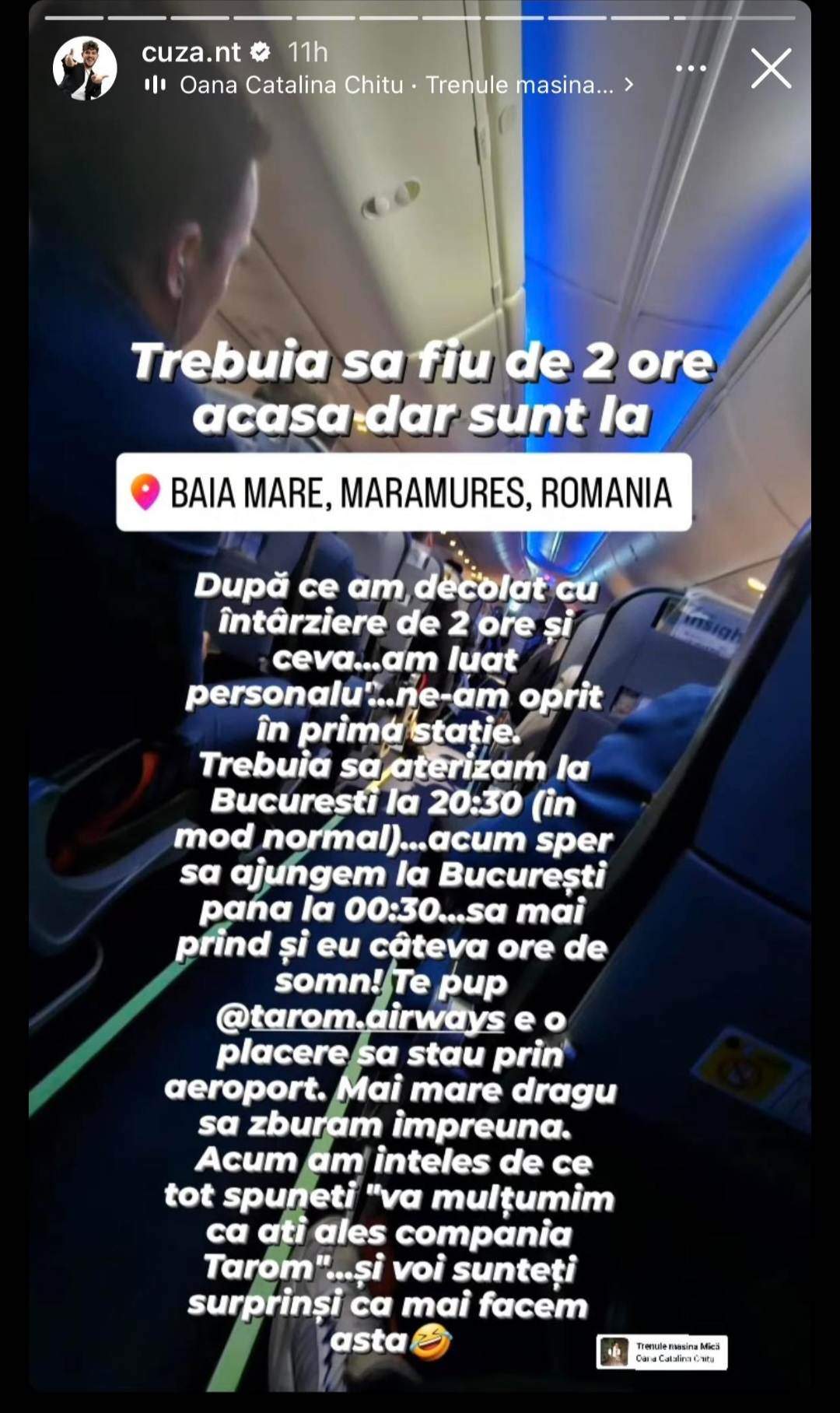 Cuza de la Noaptea Târziu, ghinion în aeroport! Ce i s-a întâmplat în drum spre România: „Să prind și eu câteva ore de somn...” / FOTO