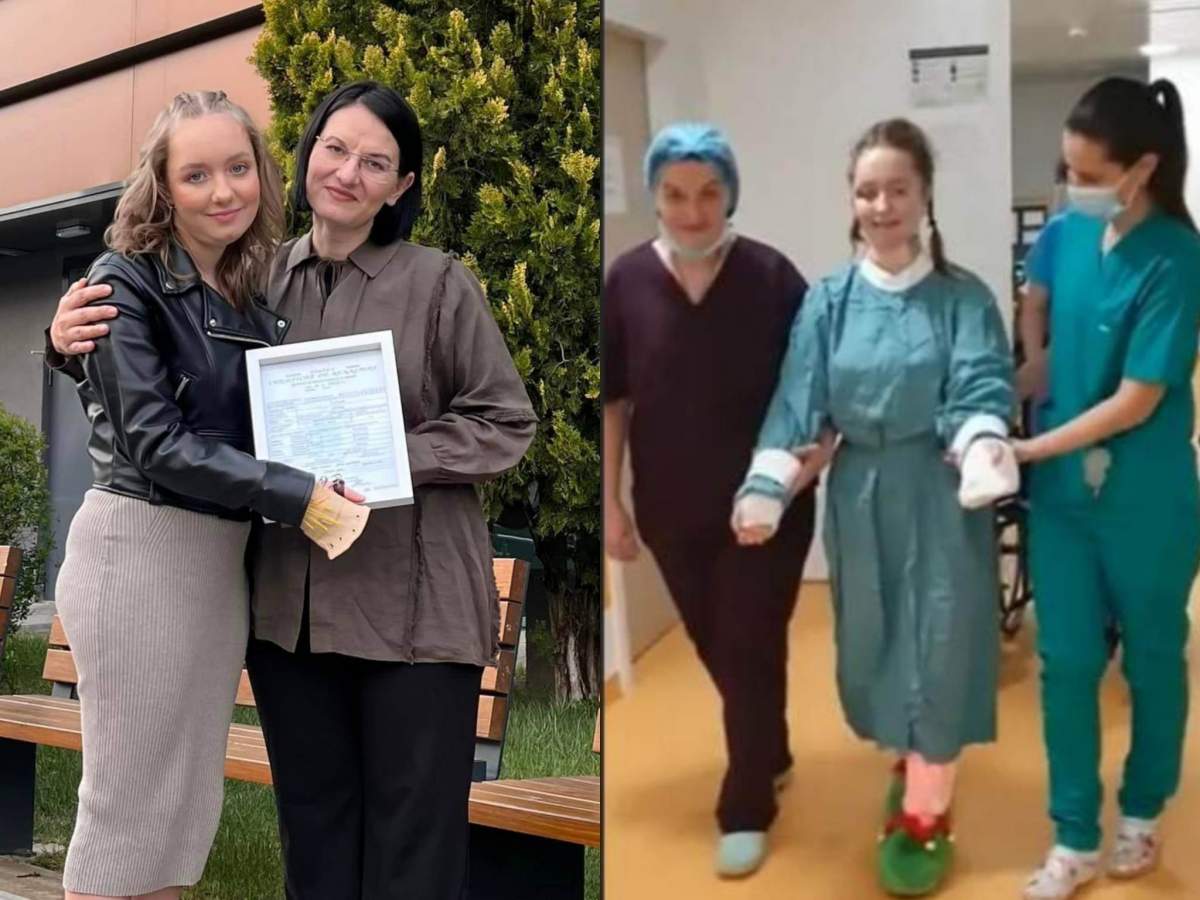 Alexia și-a trecut pe certificatul de renaștere medicul care i-a replantat brațele. Alexia și Sidonia Susanu după operație