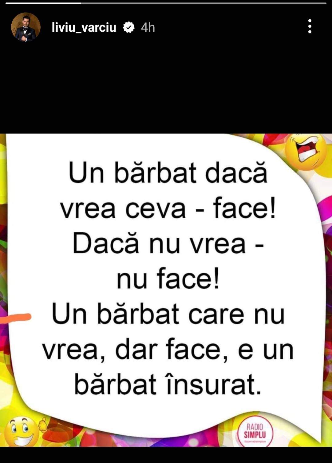 Bancul zilei cu Liviu Vârciu: "Un bărbat dacă vrea..." Prezentatorul a stârnit amuzamentul fanilor