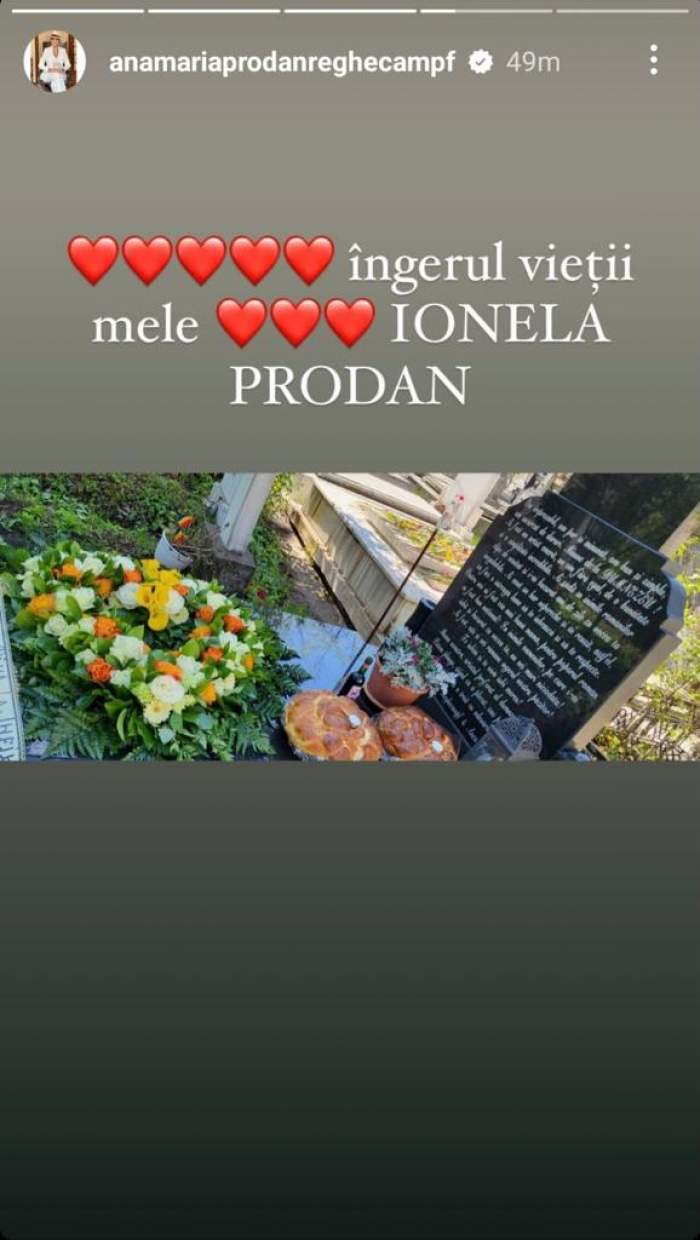 Cum arată mormântul Ionelei Prodan. Imaginile publicate de fiica ei, Anamaria Prodan: "Îngerul vieții mele" / FOTO