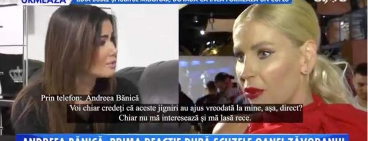Andreea Bănică, reacție acidă după ce Oana Zăvoranu i-a cerut scuze public: "Mă lasă rece astfel de comentarii” / VIDEO
