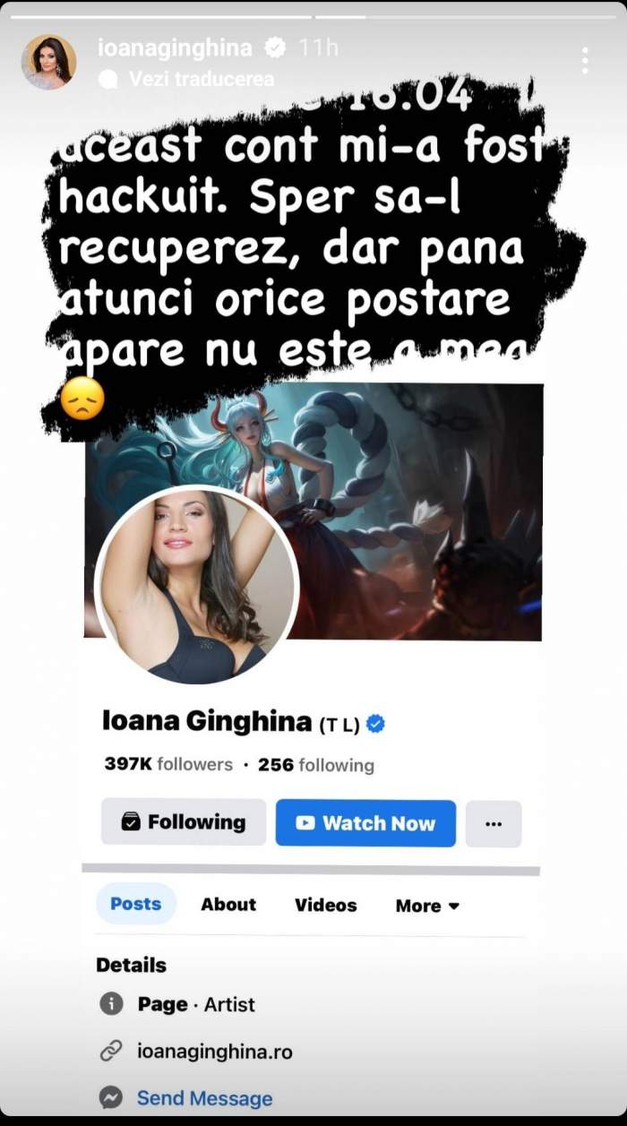 Ioana Ginghină, victima hackerilor, de Paște! Unul dintre conturile de Facebook al actriței a fost spart: ”Nu este....” / FOTO