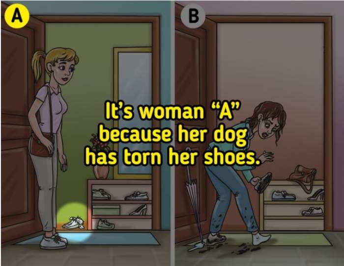 Testul IQ pe care doar geniile îl pot rezolva. Care dintre femeile din imagine are un câine în casă? Răspunde în 7 secunde  / FOTO