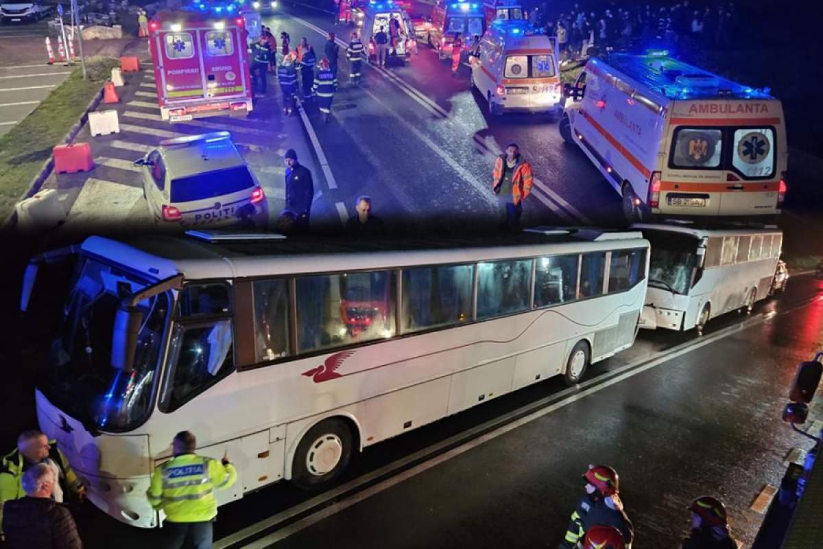 Două autocare cu 90 de elevi s-au ciocnit în Sibiu! A fost activat planul roșu de intervenție. Copiii au avut nevoie de îngrijiri medicale