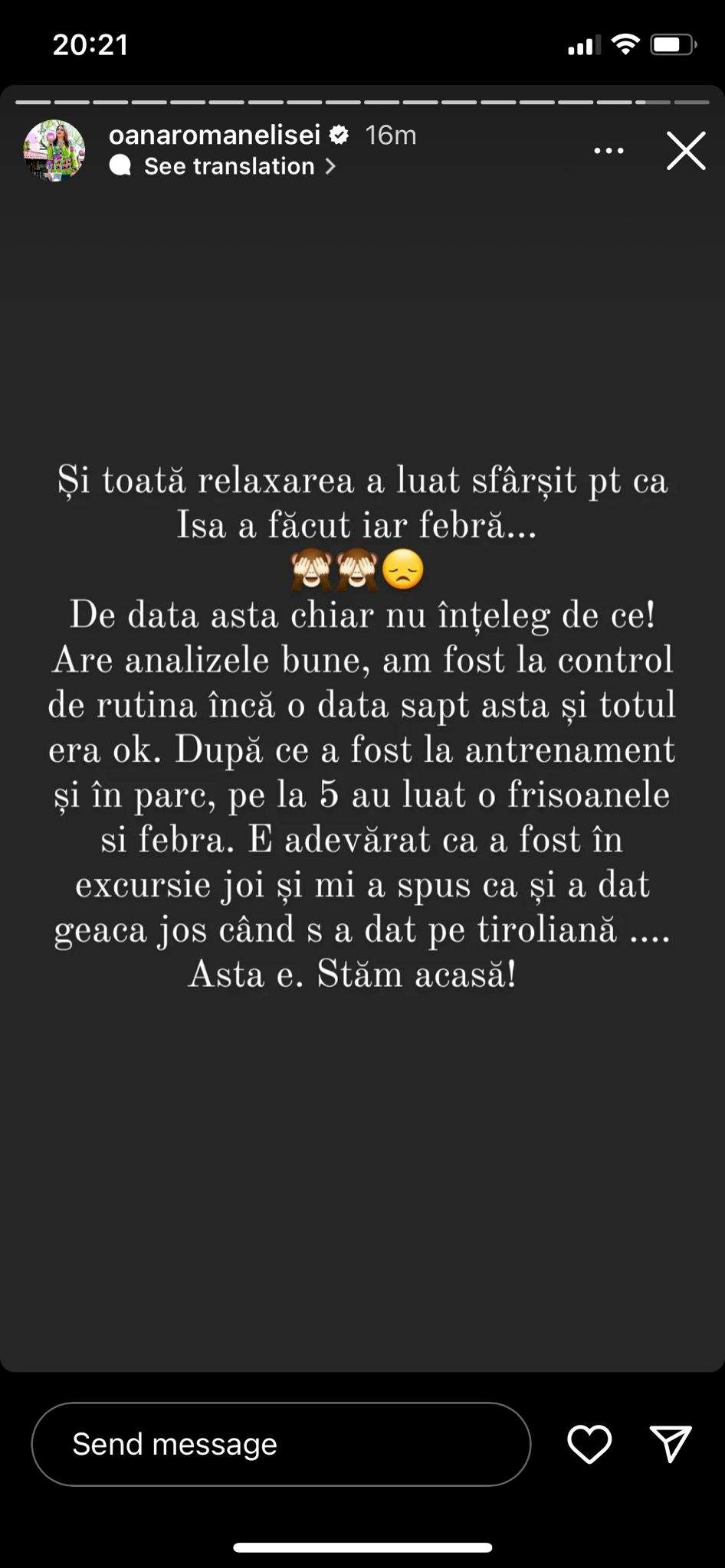 Fiica Oanei Roman, noi probleme de sănătate! Ce a pățit Isabela: ”Toată relaxarea a luat sfârșit...” / FOTO