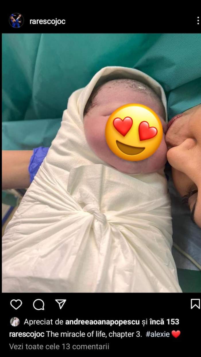 Prima imagine cu cel de-al treilea copil al Andreei Popescu și al lui Rareș Cojoc: "Miracolul vieții, capitolul 3" / FOTO