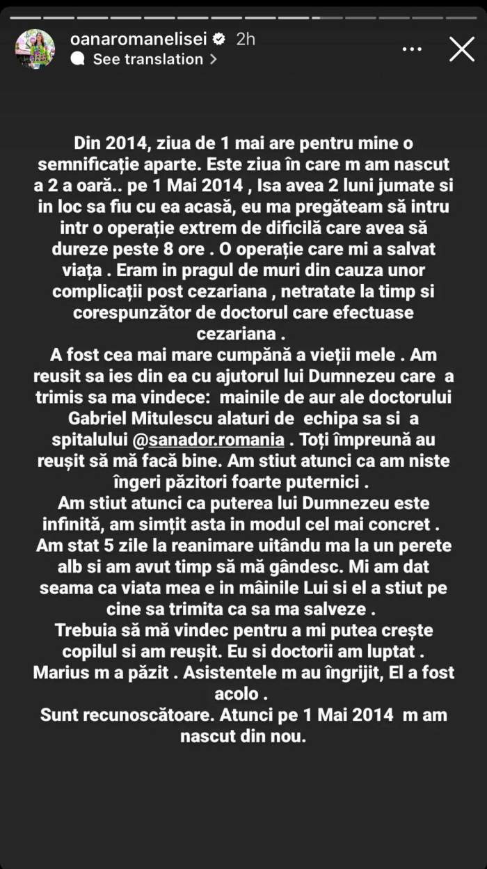 ”Eram în pragul de a muri”. Oana Roman, despre operația care i-a salvat viața. Vedeta a trecut prin clipe grele