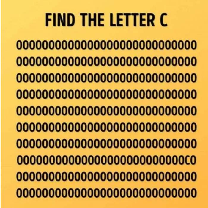 Testul de atenție pe care îl pot rezolva numai persoanele inteligente. Găsește litera „C” ascunsă printre ”0” / FOTO