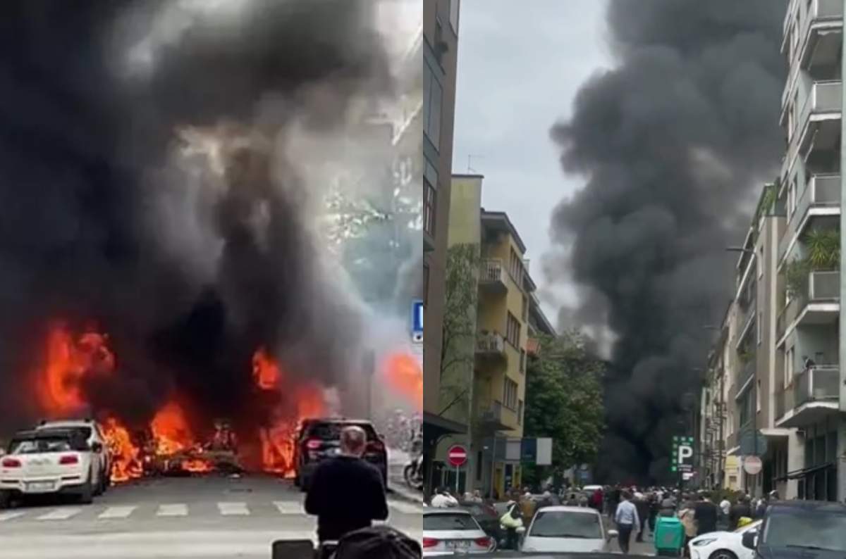 Explozie puternică în centrul orașului Milano! Mai multe mașini au fost cuprinse de flăcări / VIDEO