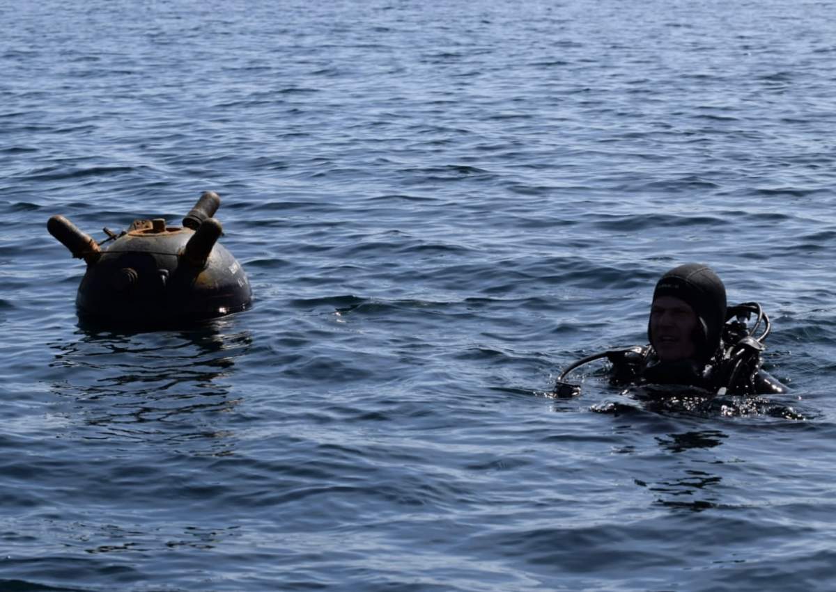 Alertă la Marea Neagră! A fost observată o mină marină pe o distanță de 20 de kilometri de Sulina