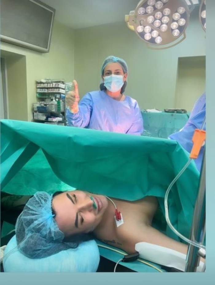 Daniela Crudu, imagini de pe masa de operație, cu doar câteva minute înainte ca fetița ei să vină pe lume / FOTO