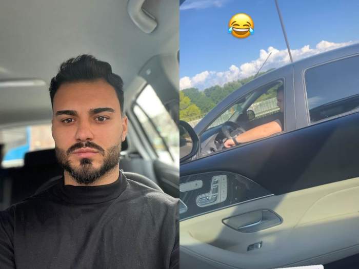 Jador în mașină și bărbatul din mașina cu care s-a certat.