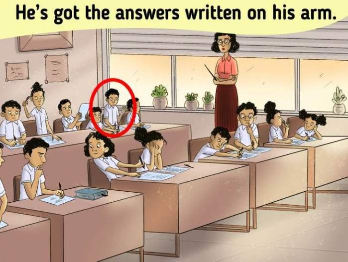 Testul IQ pe care nu ai cum să-l greșești. Ce elev trișează la examen? / FOTO