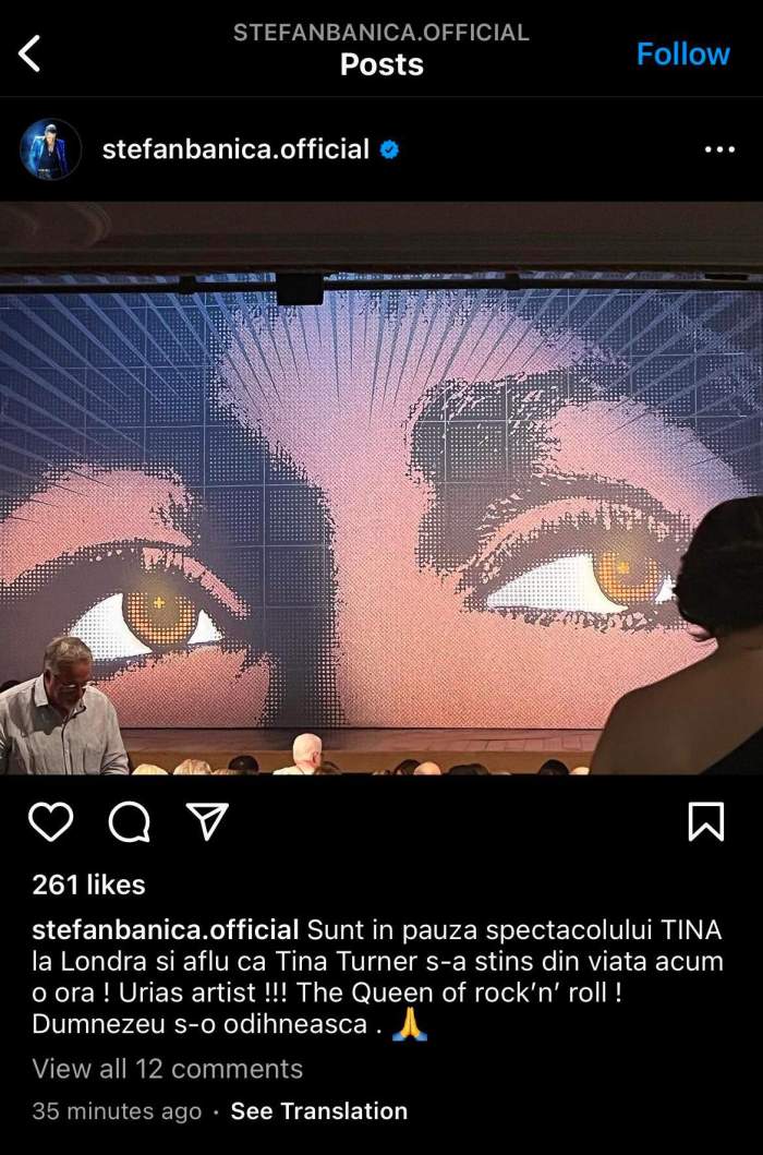 Ștefan Bănică Jr., reacție după ce s-a anunțat că Tina Tuner a murit: „Sunt în pauza spectacolului...” / FOTO