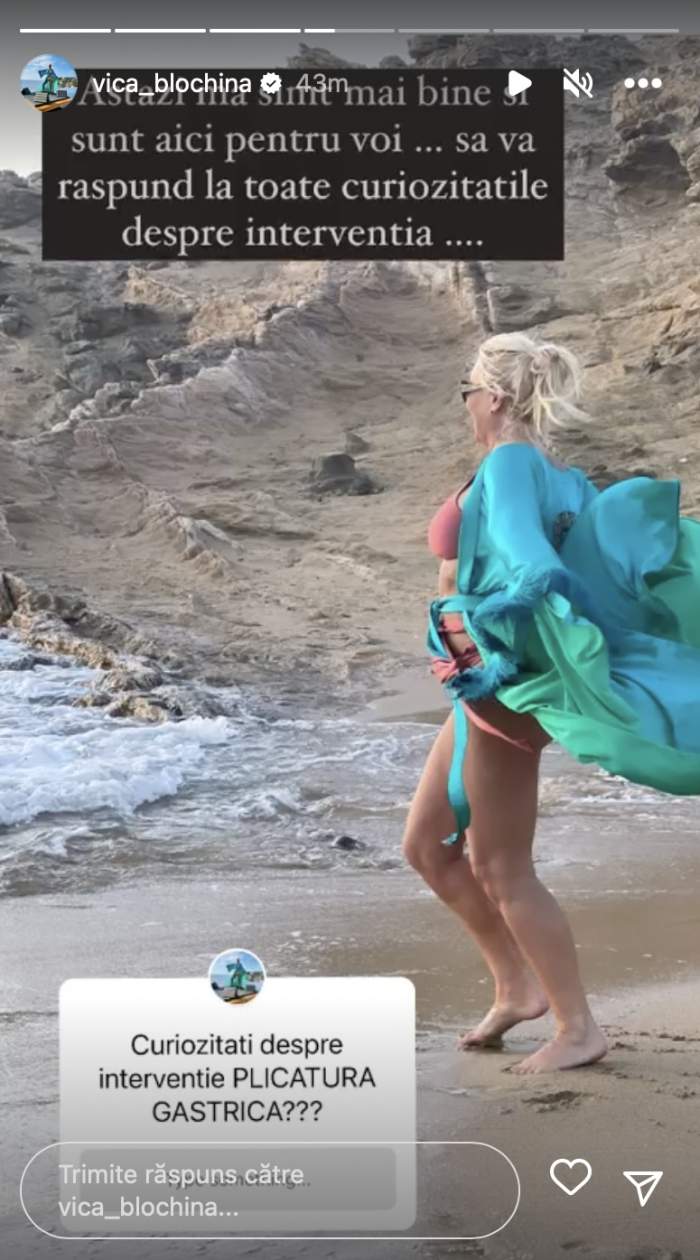 Ce probleme are Vica Blochina după ce și-a tăiat stomacul. Blondina a vorbit despre starea sa de sănătate în urma intervenției: “Ieri a fost o zi grea”