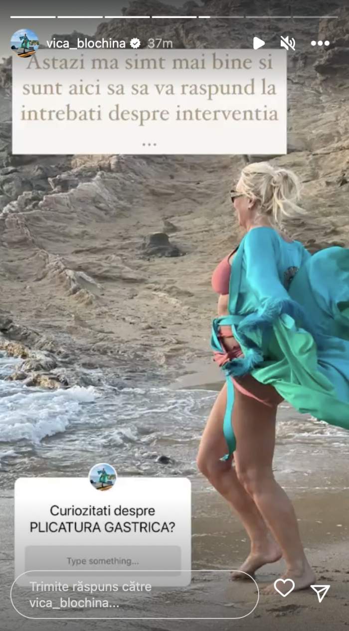 Ce probleme are Vica Blochina după ce și-a tăiat stomacul. Blondina a vorbit despre starea sa de sănătate în urma intervenției: “Ieri a fost o zi grea”