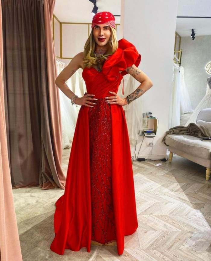 conchita de romania in rochie rosie